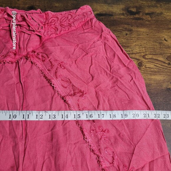 Vintage Harem Pants Size S High Rise Embroidered Stretch Waist Pink Boho - Picture 5 of 8